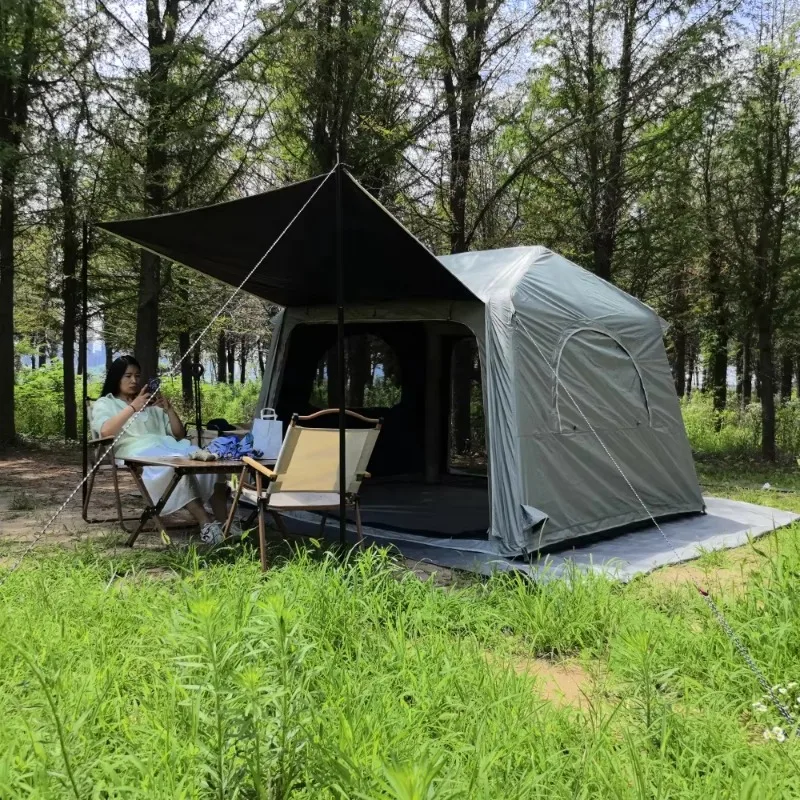 Waterproof portable 5.7 square meters inflatable camping tent made of Oxford cloth canvas cotton PVC 2