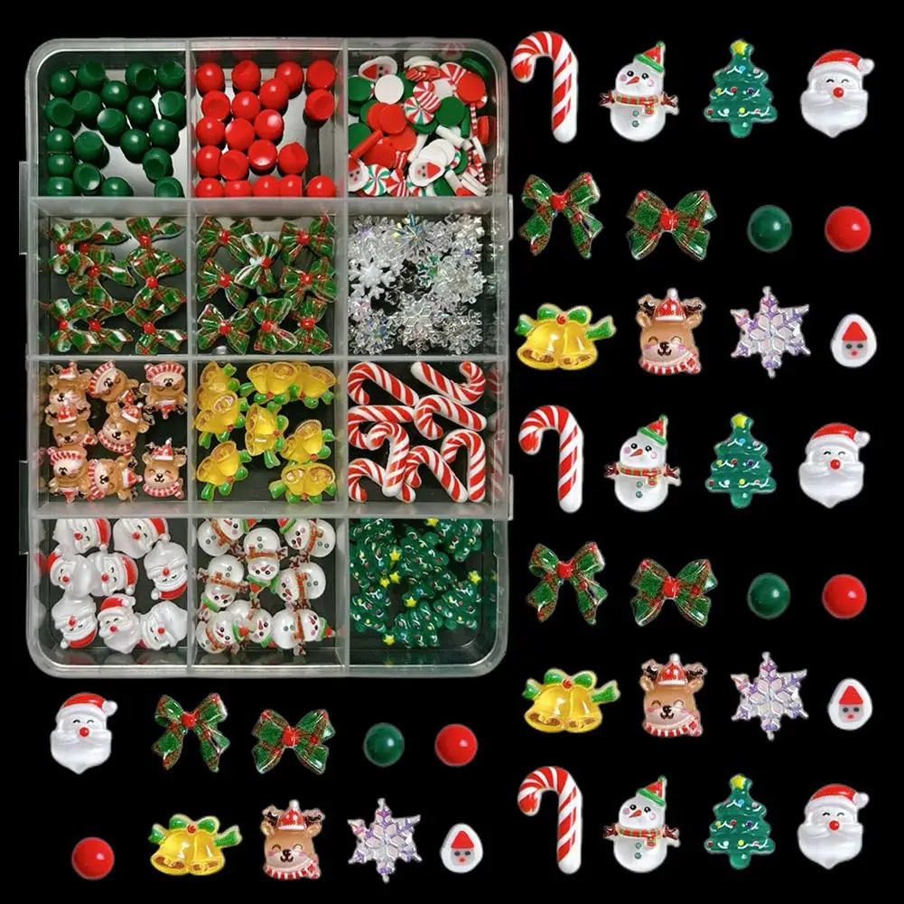 かわいい漫画樹脂クリスマスシリーズネイルサンタクロース雪だるま弓ラインストーンネイルアートデコレーションマニキュア DIY