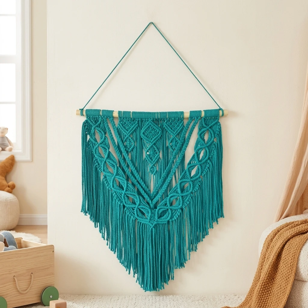Nursery Wall Hanging Bohemian Leaf Tapestry Handwoven Cotton Fringe Decor for Kids Room Bedroom Home Artistic Ornament