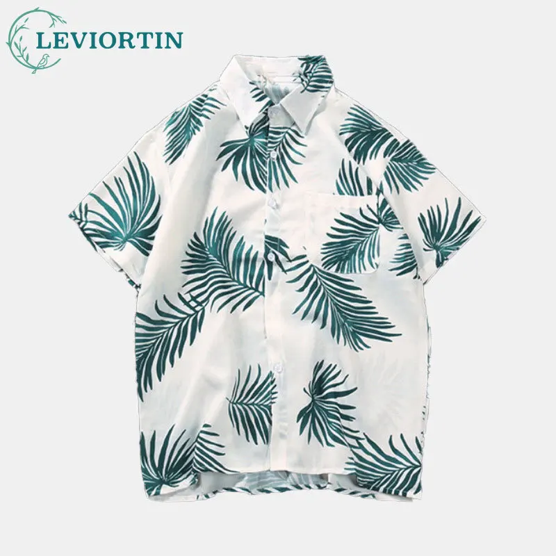 Summer New Hawaiian Beach Casual Fashion Flower Shirt Loose and Versatile Trendy Cardigan Flip Collar Short Sleeve Shirt for Men