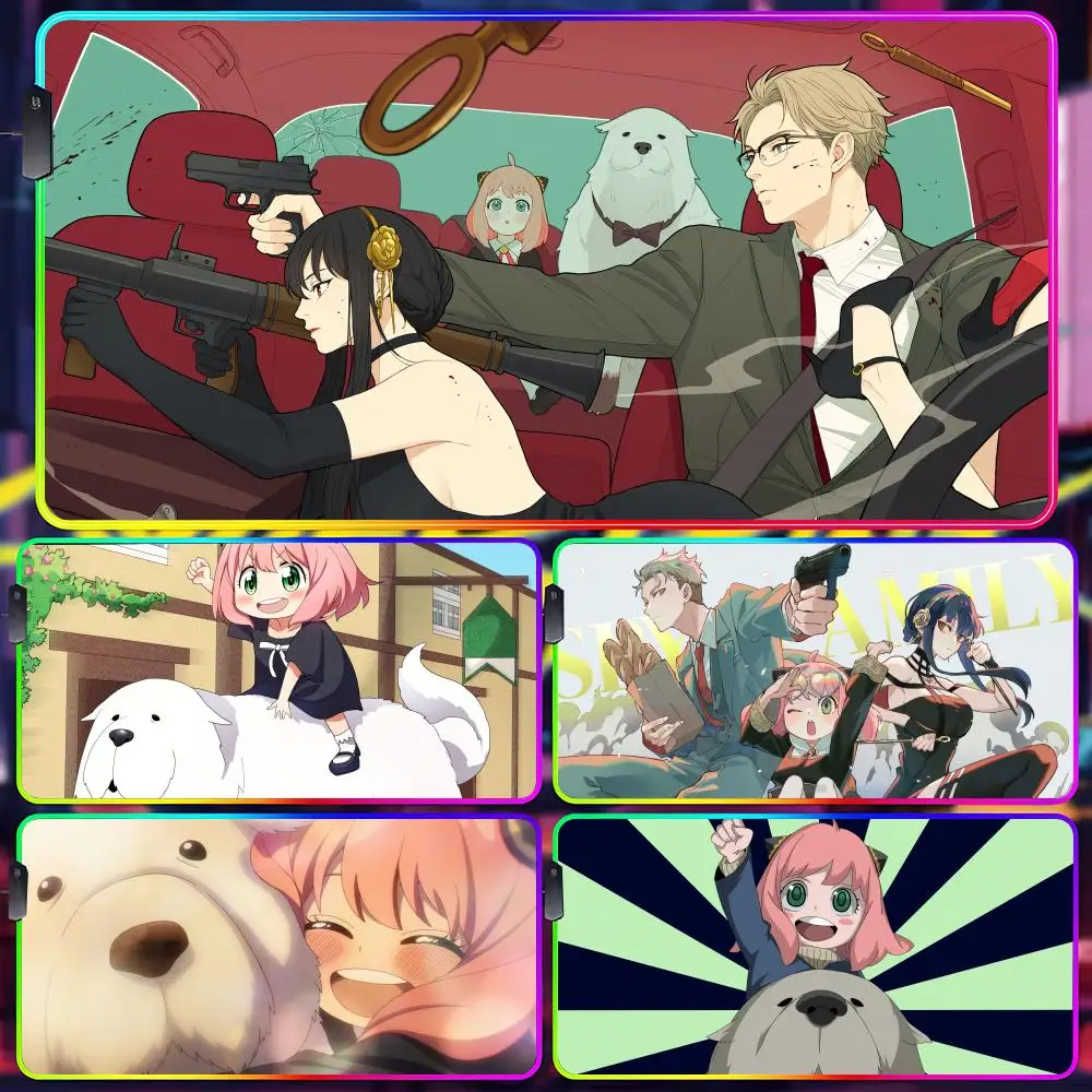 S-spy X Family Mouse Pad Gamer Luminescence Led Mouse Pad Gaming Table Rgb Deskmat Keyboard Pc Mousepad