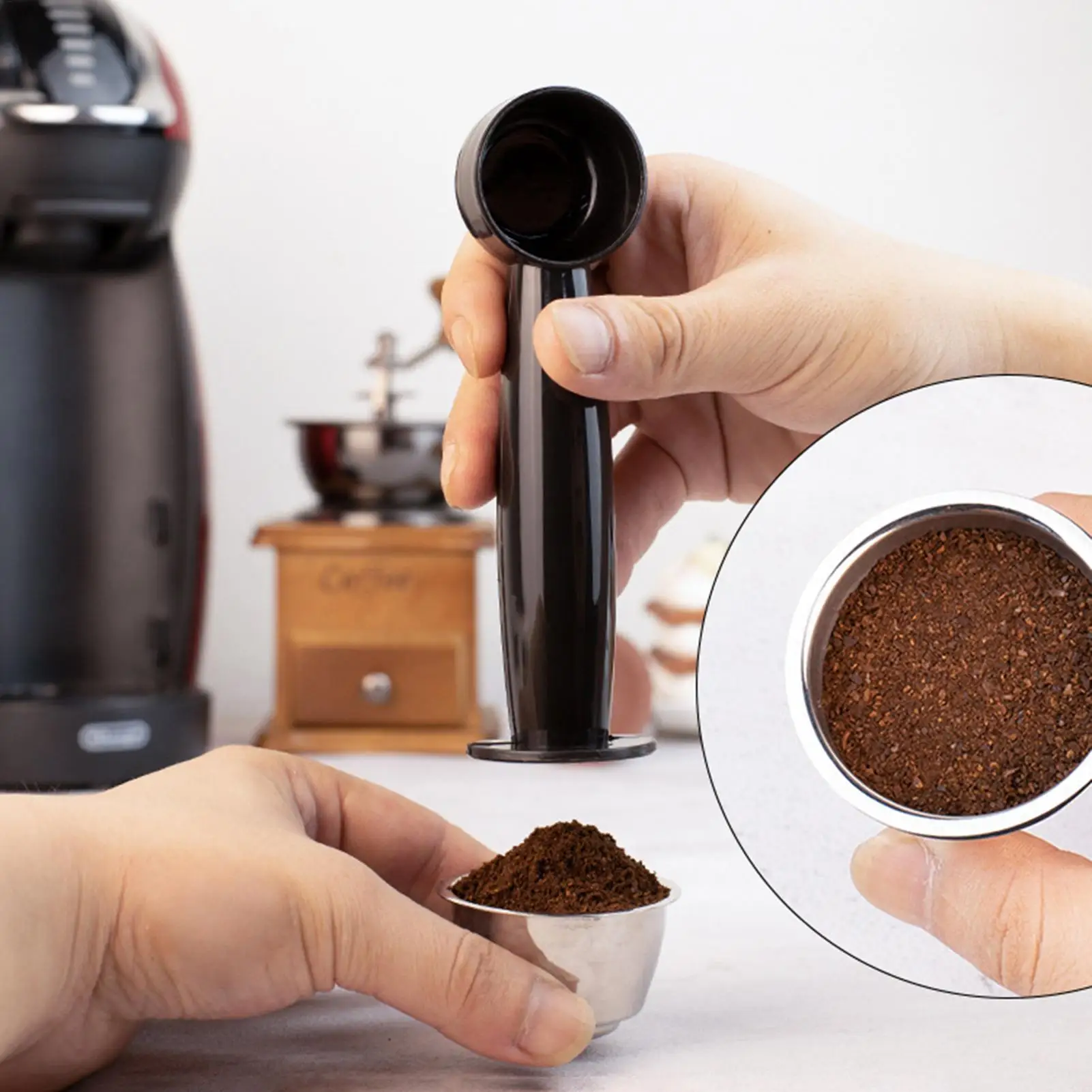 Espresso Scoop Tamper 2 in 1 Stand Up Press Tool Multifunction Coffee Dosing Spoon for Protein Powder Hot Cocoa Mixing Tamping