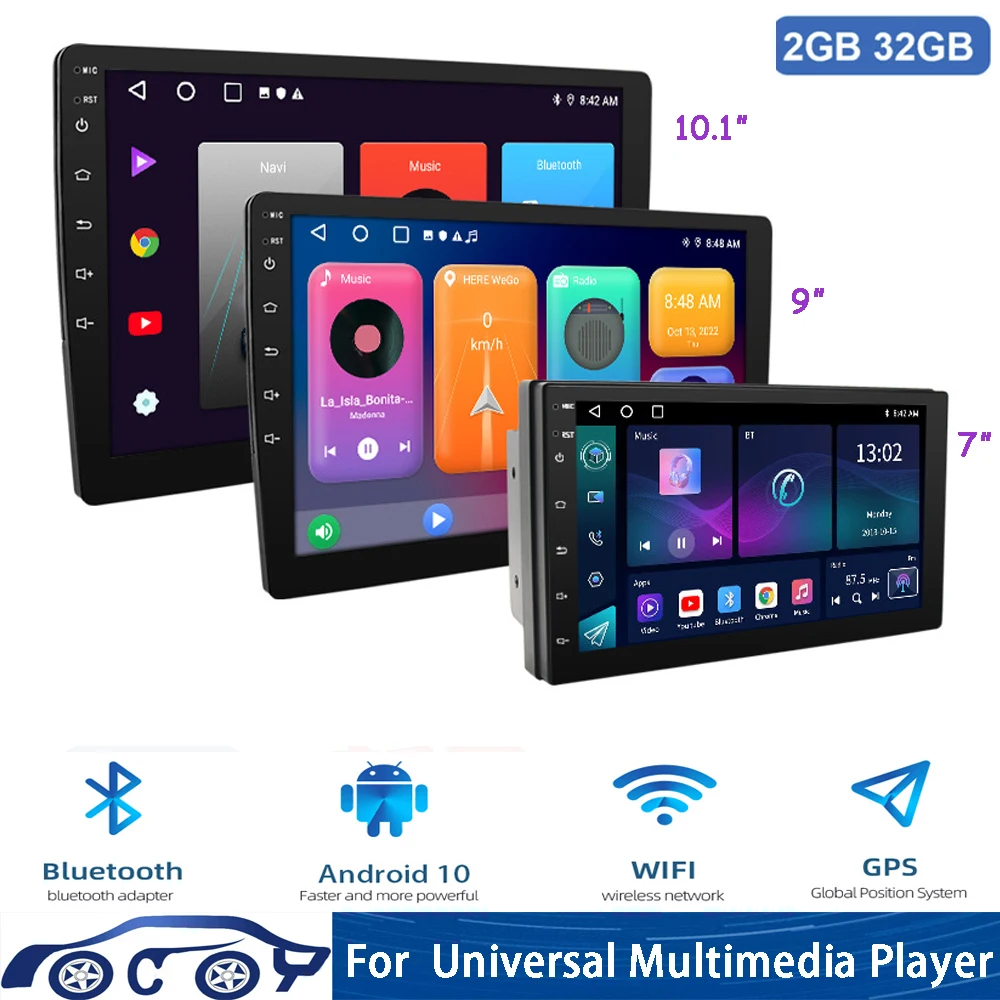 2 Din 7/9/10 Inch Android Car Radio 2G 32G Universal Multimedia Player Carplay Android Auto Autoradio Stereo Bluetooth MP5 FM