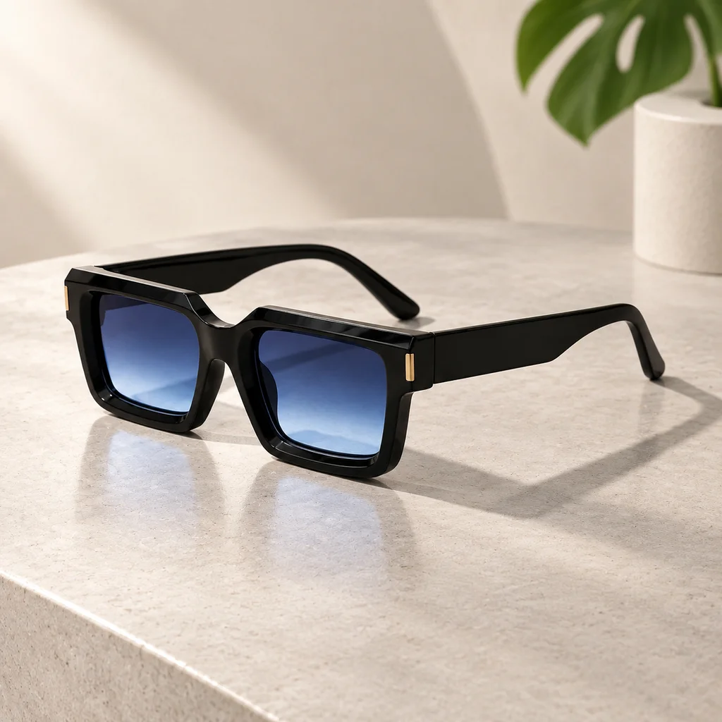 Sunglasses Men Women Retro Square Thick Frame Delicate Metal Decor Sun Glasses Sunglass UV400 Protection Fishing & Beach