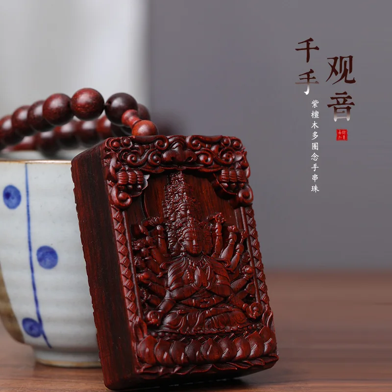 

UMQ Pterocarpus Santalinus Beads DIY Accessories Carving Thousand-Hand Kwan-Yin Bracelet Holding Men And Women Puxian Bodhisattv