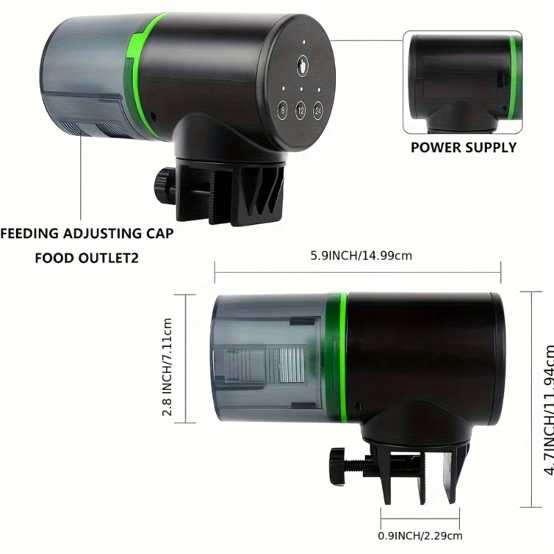 Comedero automático para peces para todos los animales de acuario, sin complicaciones, cuidado festivo, sincronización ajustable, fácil instalación doble