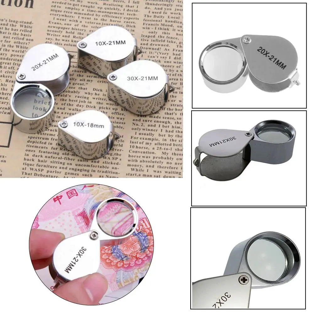 1PC Mini 10/20/30X Glass Magnifying Magnifier Jeweler Eye Jewelry Loupe Loop 21mm Jewelers Eye Optical Glass