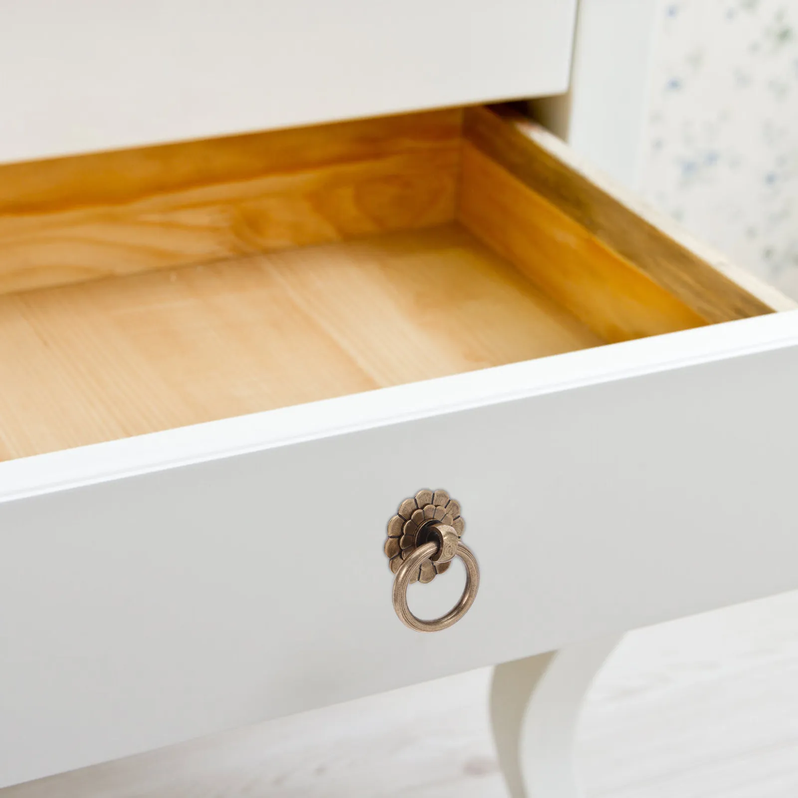 6Pcs Brass Flower Drawer Knobs Vintage Inspired Cabinet Pulls Comfort Grip Easy Install for Farmhouse Modern Traditional Home