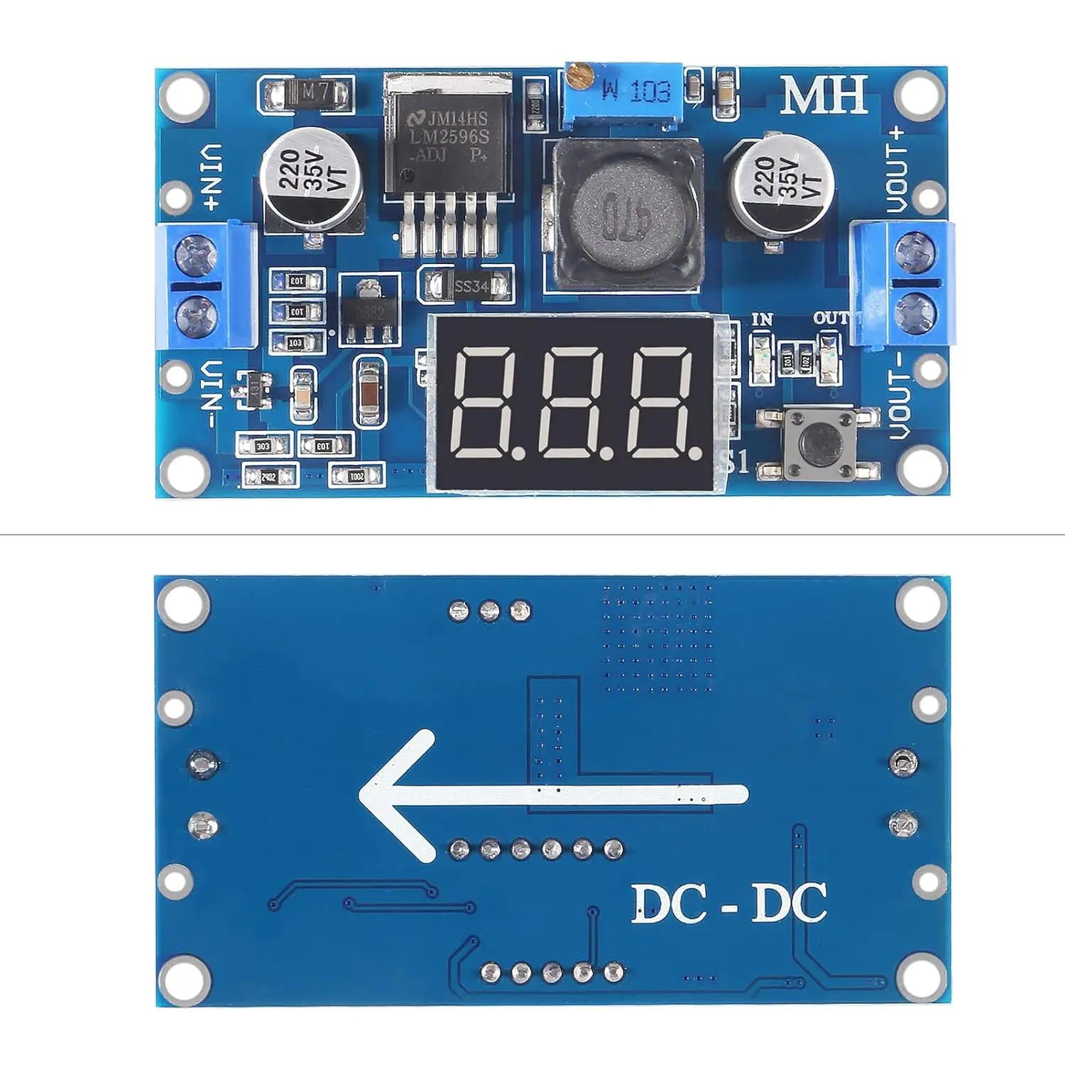 LM2596 Buck Converter Step Down Adjustable Module DC-DC High Efficiency Voltage Regulator 3A 3-40V to 1.5-35V with LED Display