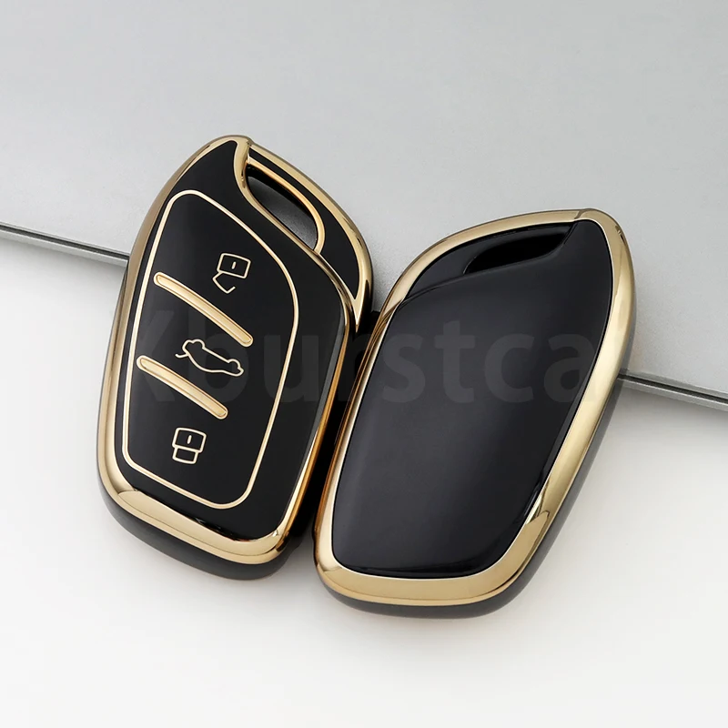 الذهب حافة بولي TPU سيارة قذيفة فوب ل Roewe RX5 I6 I5 RX3 RX8 ERX5 MG5 Saic MG ZS EV MG6 EZS HS EHS 2019 2020 غطاء حافظة مفتاح بعيد