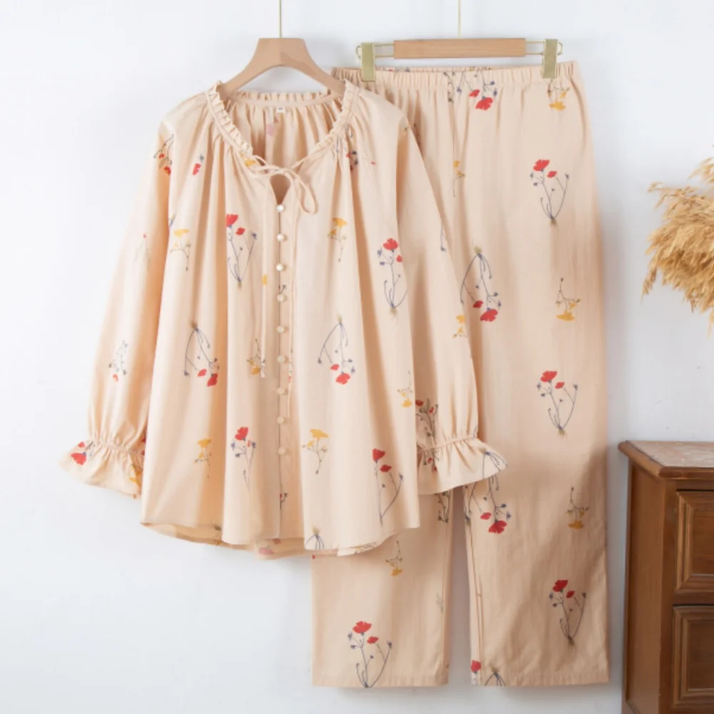 

Two-Piece Sleepwear Women's Pajamas Set Night Wear Female Pyjamas New Autumn Long Sleeve Clothes For Home Woman Nightwear