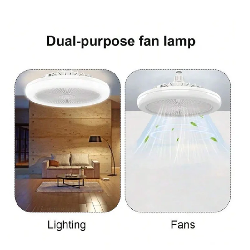 E27 LED Smart Fan Light Remote Control 3 Speed Whisper Quiet ABS Blades 36W Lighting 4W Fan Energy Saving Silent Air Supply