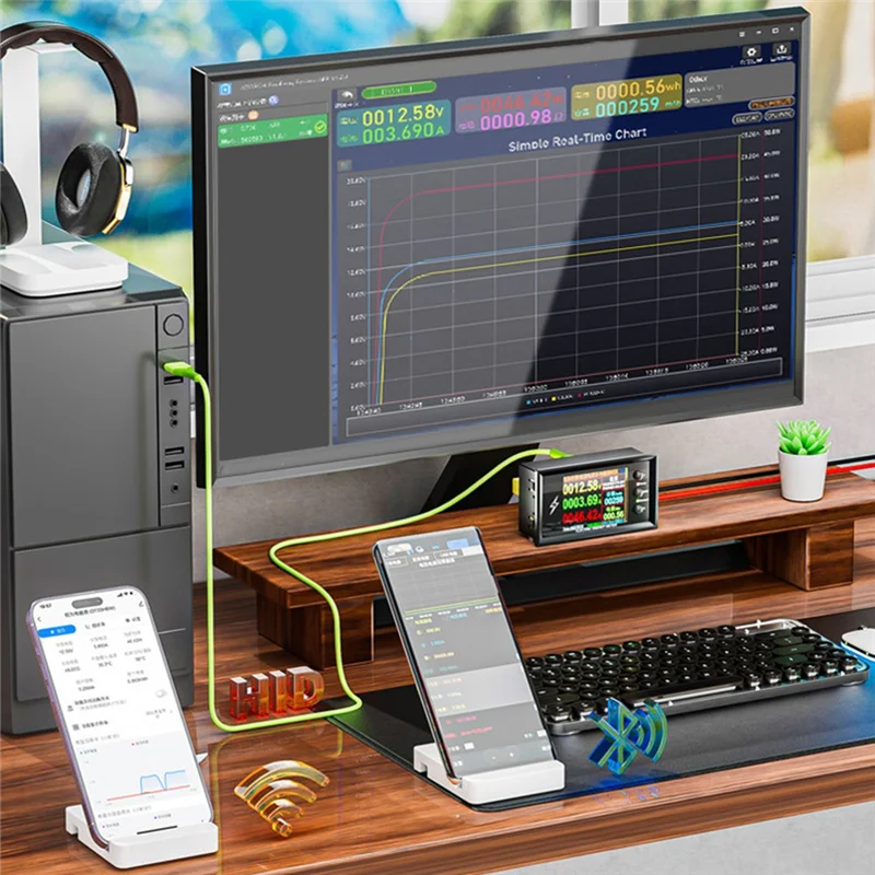 DC 0-420V 200A Wifi 2In1 แบตเตอรี่/Power Tester DC ดิจิตอลจอแสดงผลแรงดันไฟฟ้าเครื่องทดสอบแบตเตอรี่ Tester-ABGL