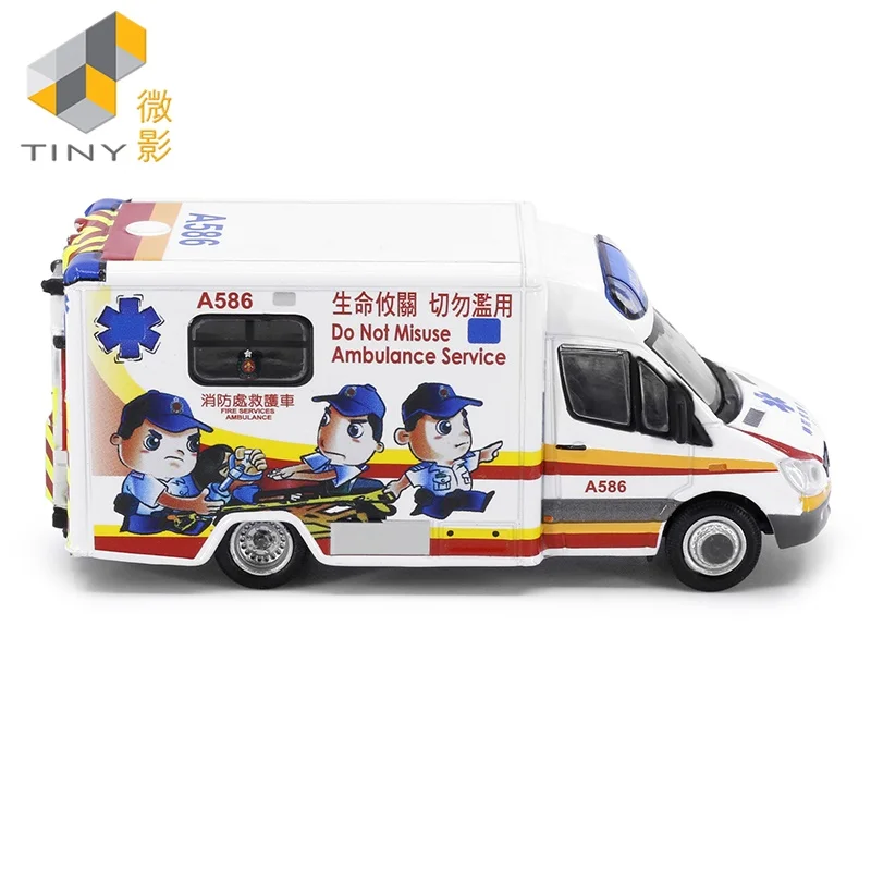 Tiny 1:76 Ben-chi Sprin-ter Ambulance NO.104 (A586) Alloy Simulation Model Car