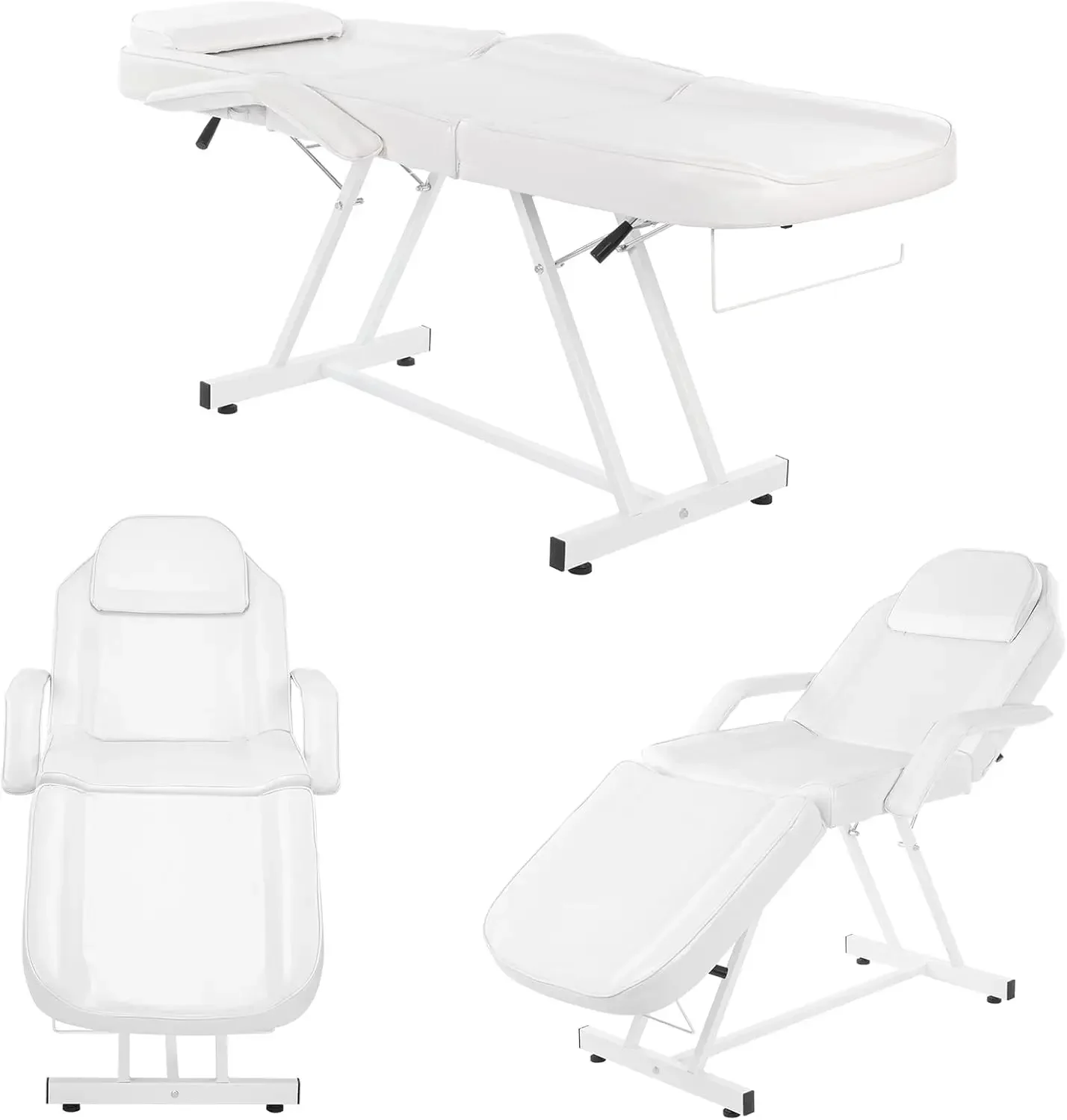 Massage Salon Tattoo Chair Esthetician Bed with Hydraulic Stool,Multi-Purpose 3-Section Facial Bed Table, Adjustable Be