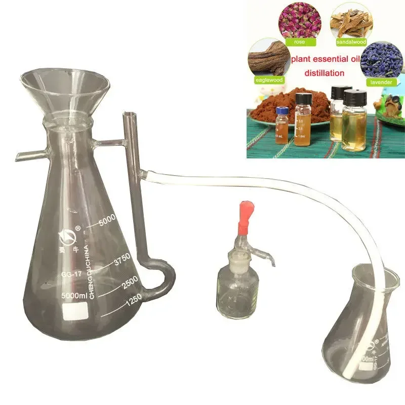 

250ml-5000ml New Home/Lab Lavender Rose Plant Pure Water Essential Oil Dew Separator Collector Bottle Glassware Kits