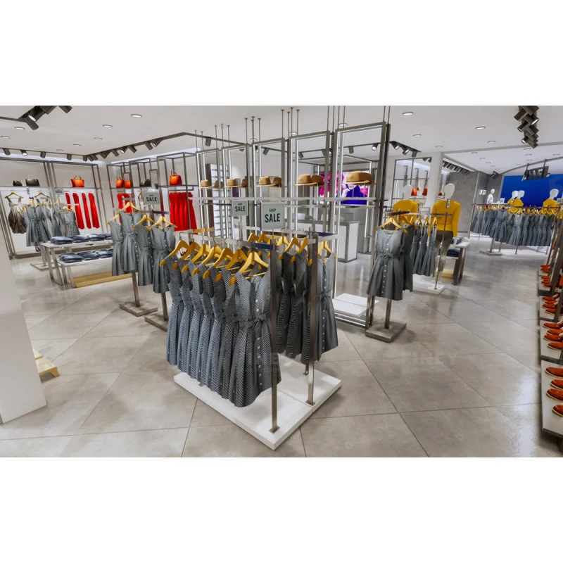 custom.Fashion Garments Shop Display Furniture Boutique Clothes Store Fixture Apparel Shop Decoration Design Fitting Display