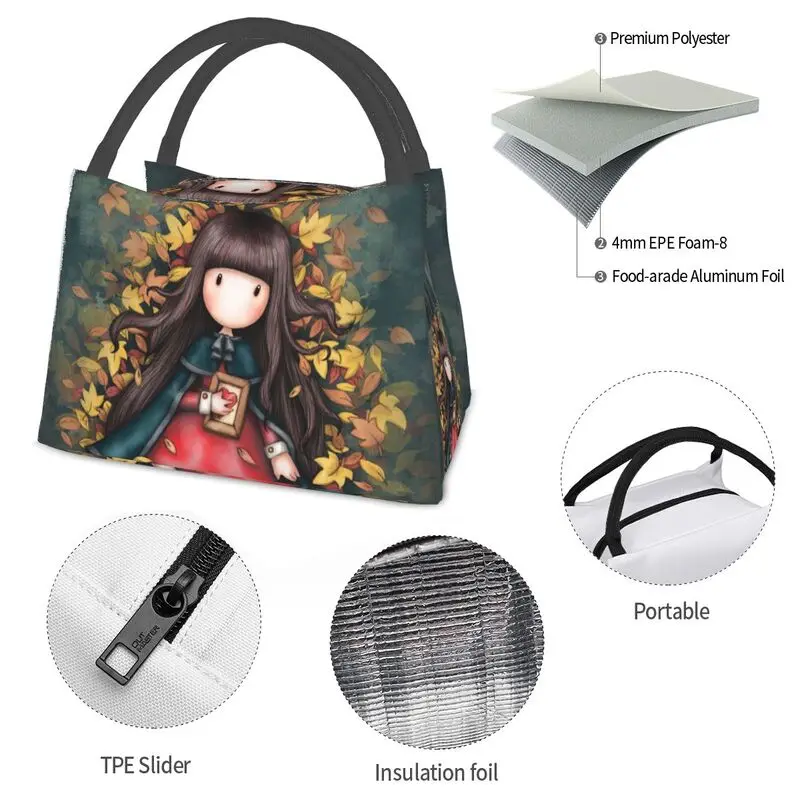 Gorjuss Autumn Leaves Lunch Bag Women Thermal Cooler Insulated Lunch Box for Work Pinic or Travel