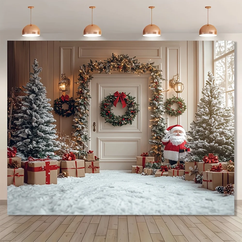 Festive Christmas Tree Tapestry, Holiday Wall Art for Xmas Party and Winter Celebration Decor, Easy Setup