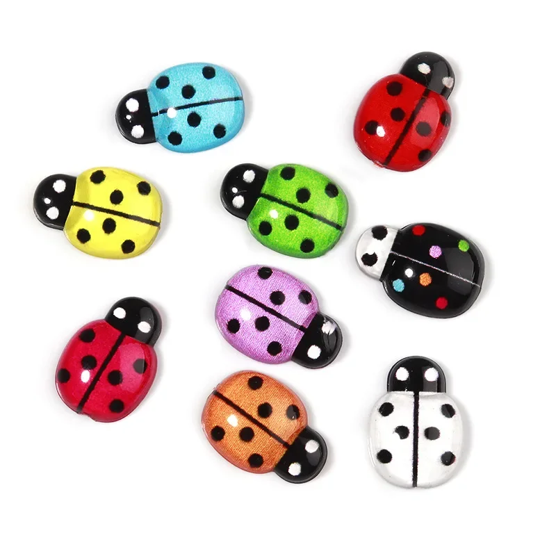 New 30/100pcs Mix Resin Ladybug 9*13mm Flatback Handicrafts Ornaments Child Gift Wedding Party Decoration DIY Jewelry Craft Supp