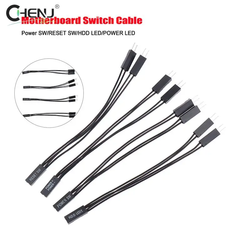 1/4Pcs Motherboard Switch Power SW/RESET SW/HDD LED /Power LED 1 To 2 Double Adapter Cable Support Dual Boot