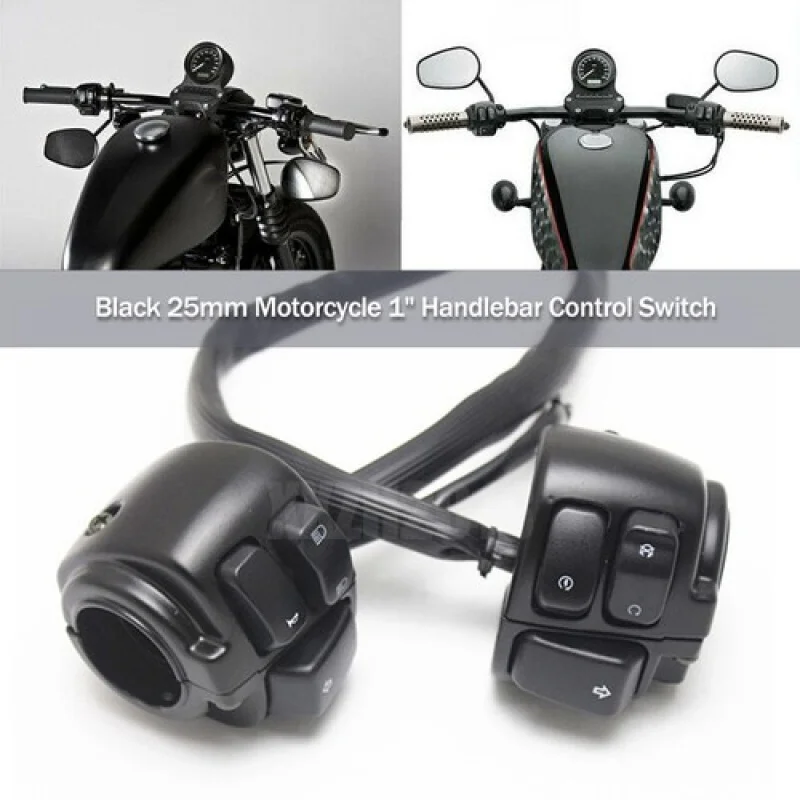 

A+ Black 25mm Motorcycle 1" Handlebar Control Switch Housing Wiring Fit For Harley