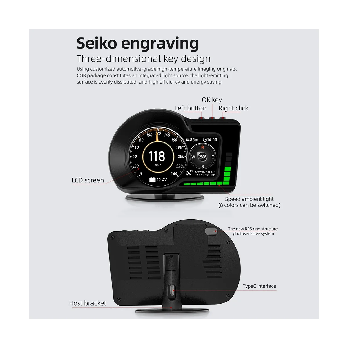 

OBD2 EOBD Multifunction LCD Display OBD+GPS HUD Auto Computer Car Head UP Display Real-Time Speedometer for All Car