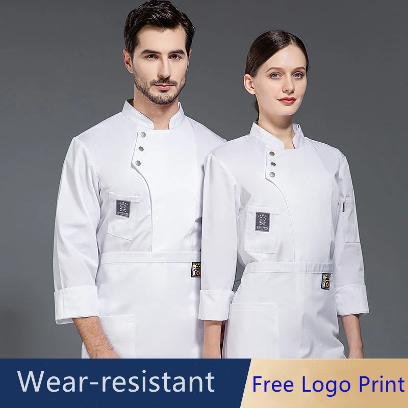 Nero chef uniforme giacca manica lunga chef t-shirt ristorante uniforme panetteria servizio di ristorazione traspirante nuovi vestiti da cucina logo