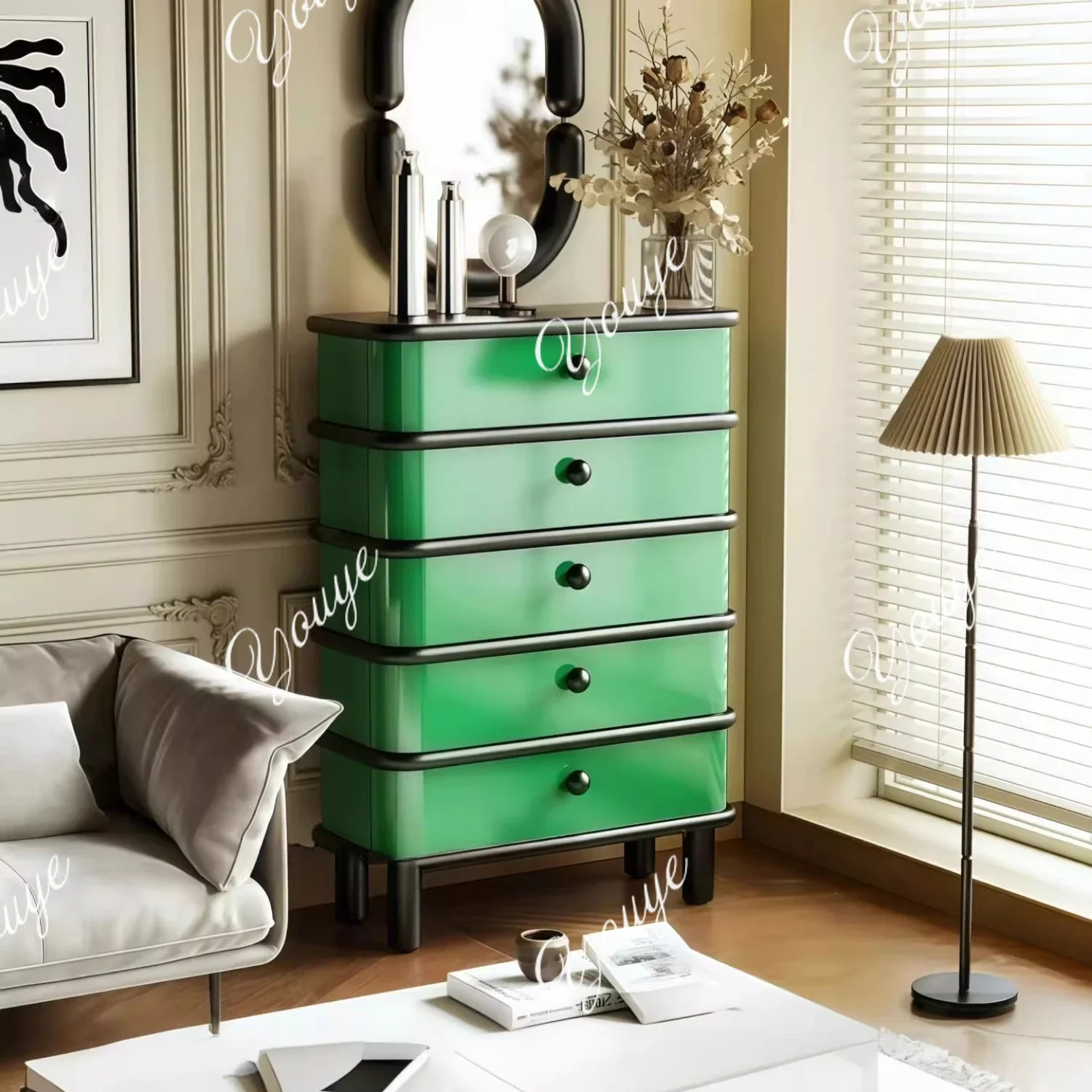 Medieval Cream Wind Paint Four Chest Cabinets Modern Simple Chest Of Drawers Bedroom Storage Chest Of Drawers X