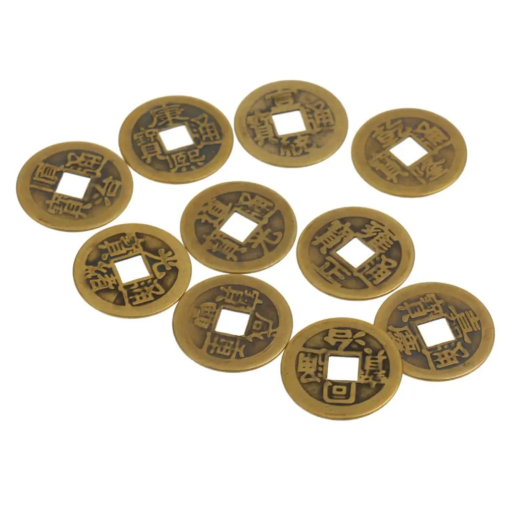 10 Pieces Ten Chinese Emperor Ancient Coins Feng Shui Coins 2.3cm Diameter I Ching Money Charm