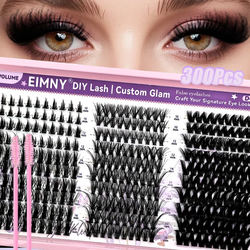 EIMNY 300-teiliges AM338P4 Wimpern-Cluster-Set, D-Curl, künstliche Wimpern in verschiedenen Längen, geeignet für tägliche Partys, Festivalgeschenke