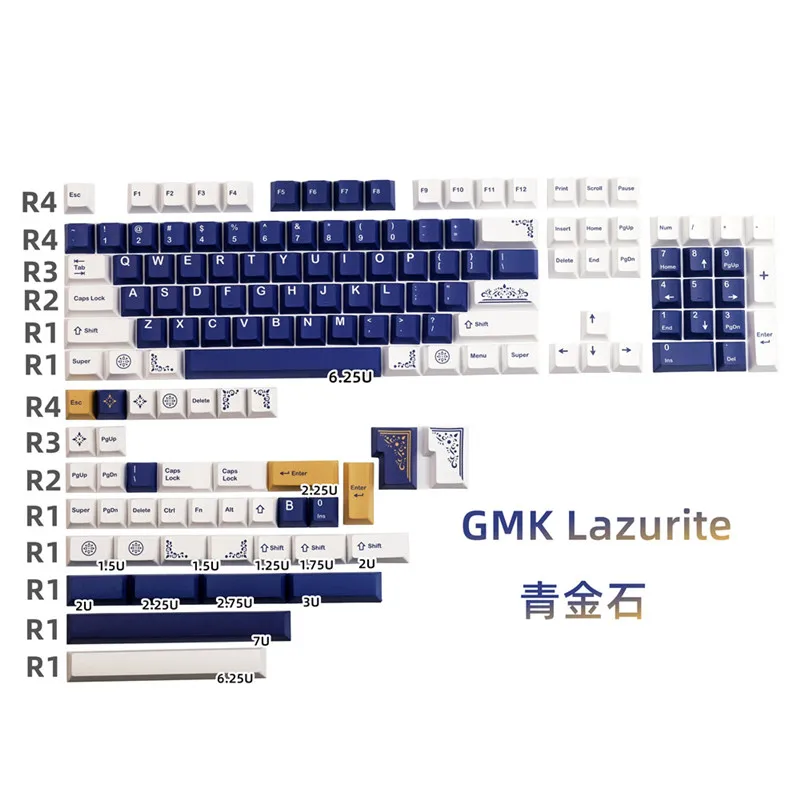 

Колпачки для клавиш GMK lazurite, 140 клавиш, материал PBT, вишневый профиль DYE-SUB, подходит для MX Switch 61/64/68/75/84/87/98/104, механическая клавиатура