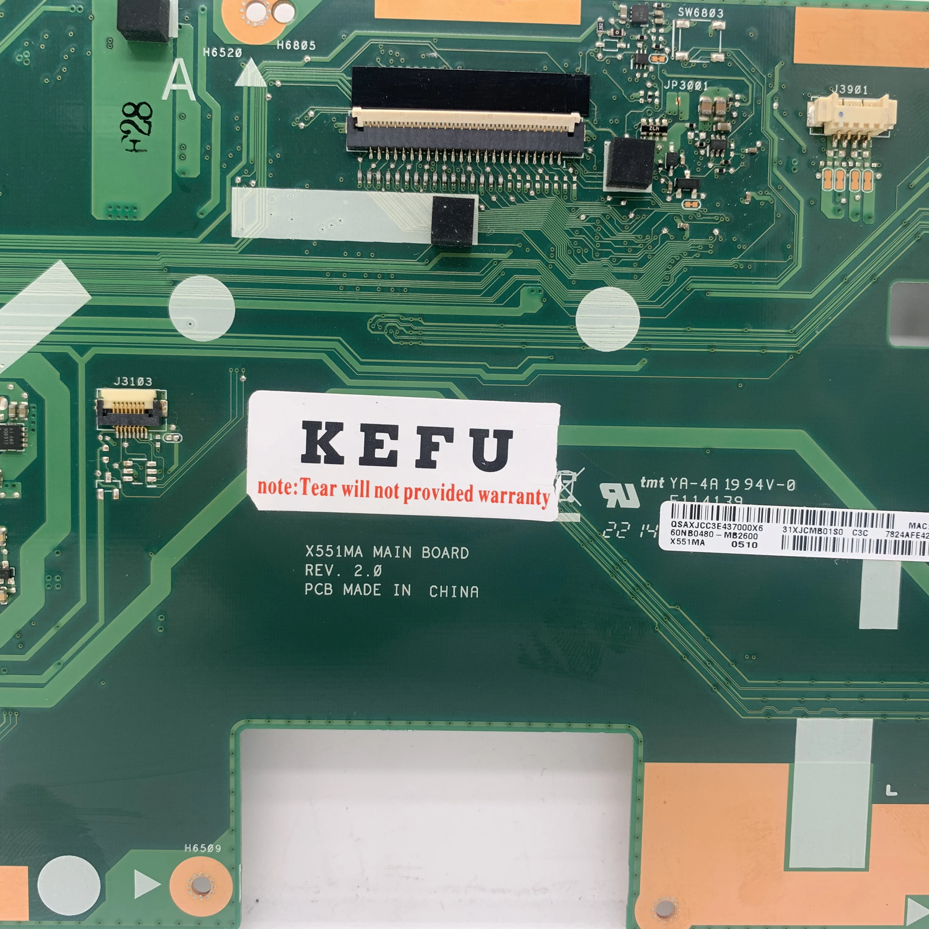 KEFU X551MA Notebook Mainboard For ASUS X551MA F551MA D550M Motherboard With N2930 N2840 N3530 N3540 CPU 100% Fully Tested