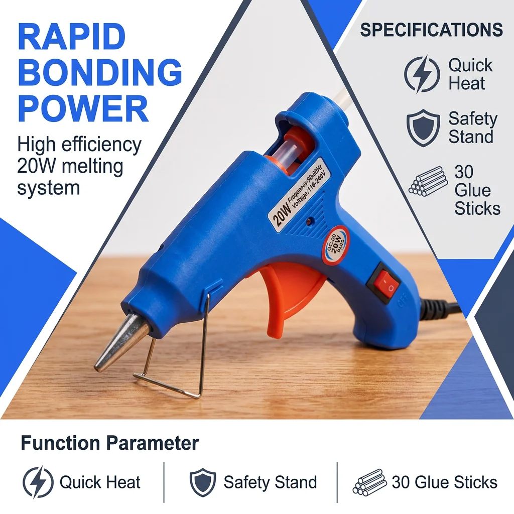 20W Mini Hot Melt Glue Gun, Thermostatic Electric Hot Glue Gun with 30Pcs 7mm*100mm Glue Sticks, Household DIY Craft Repair Tool