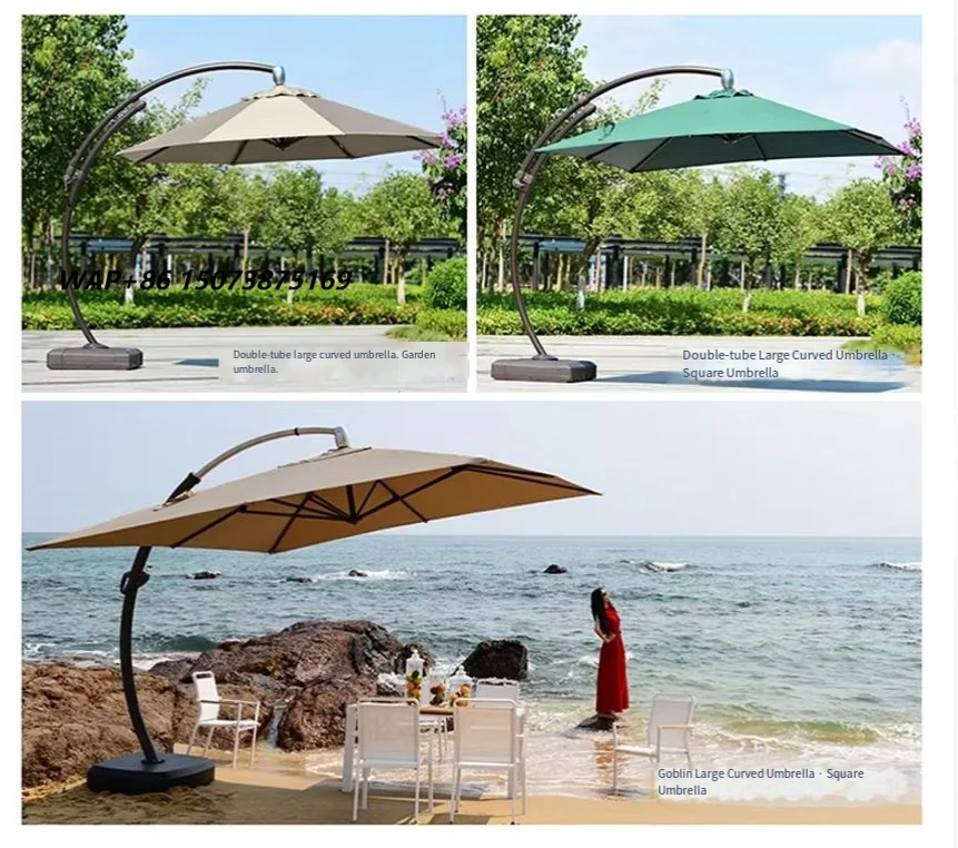 Outdoor Aluminum Alloy Waterproof Anti-UV 3.5m Modern Design Offset Cantilever Patio Umbrella with Base for Villa Terrace Dining