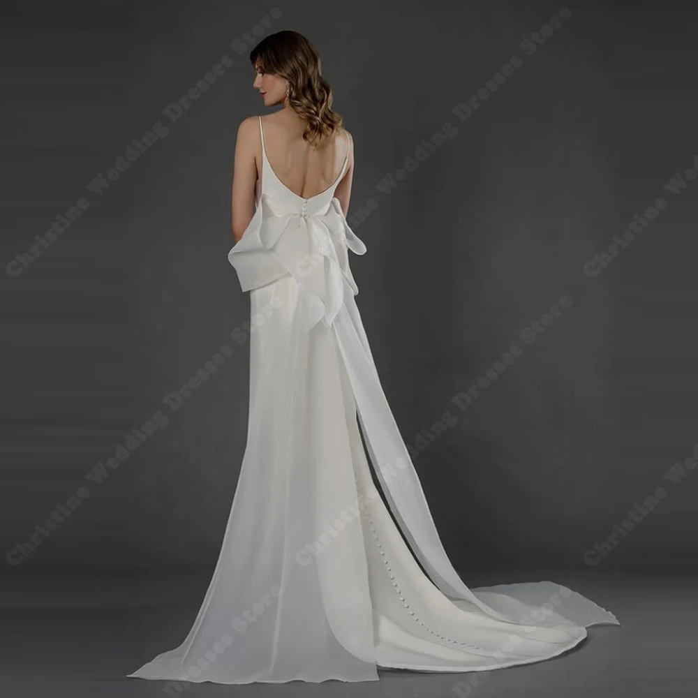 2025 Sexy Spaghetti-trägern Frauen Brautkleider Elegante Meerjungfrau Prom Kleider Wischen Länge Bankett Vestidos De Novia Angepasst