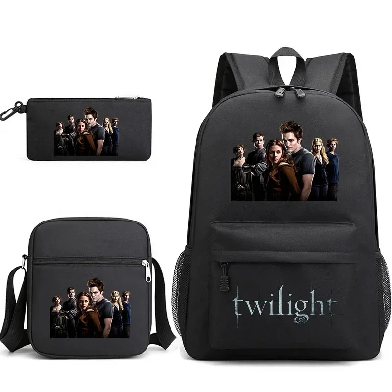 

3pcs Twilight Bookbag Backpack Student Boys Girls School bags Shoulder Bag Set Daily Backpacks Mochilas