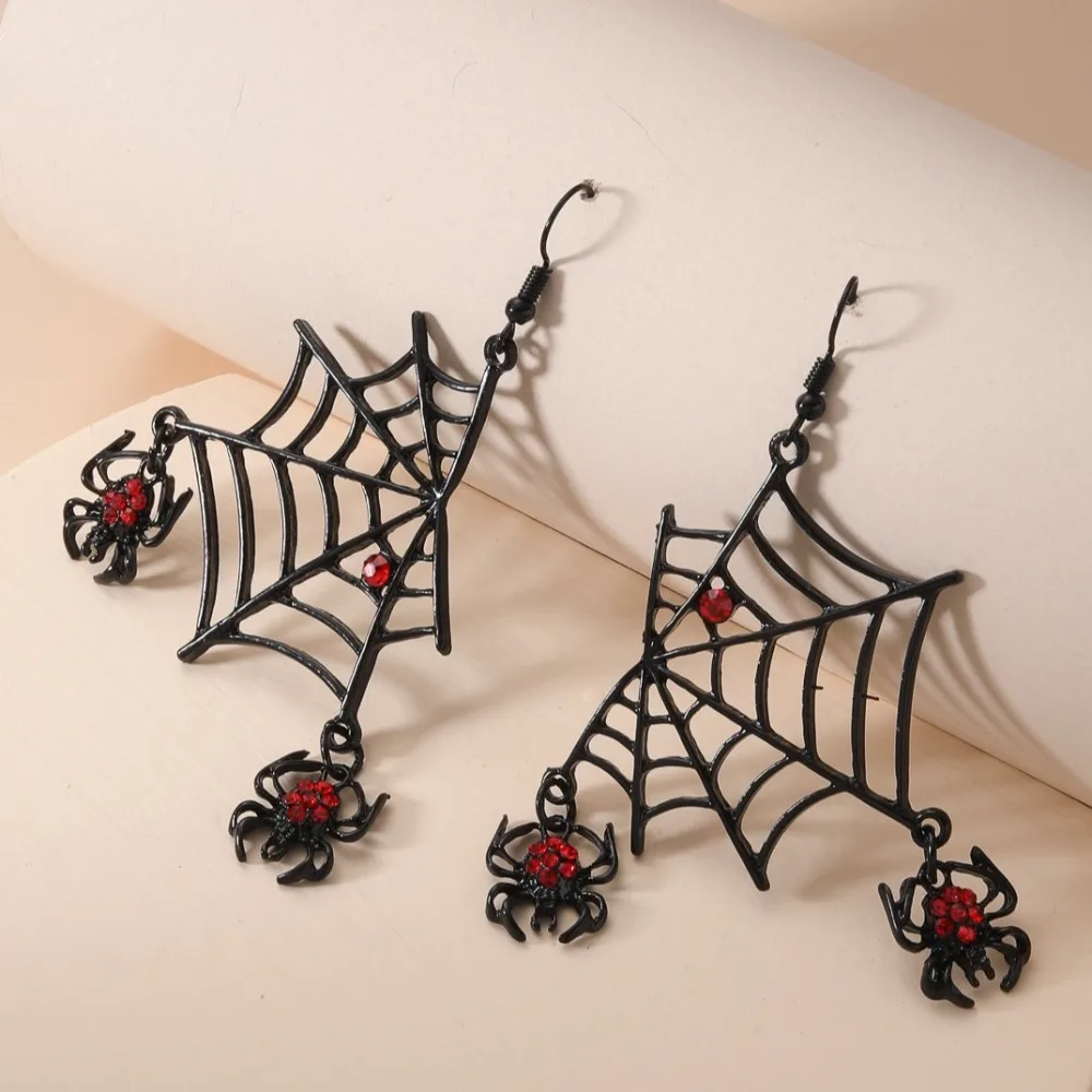 Halloween Big Heart Circle Hollow Spider Web Drop Earrings For Women Girls Cobweb Dangle Earrings Festival Charm Jewelry