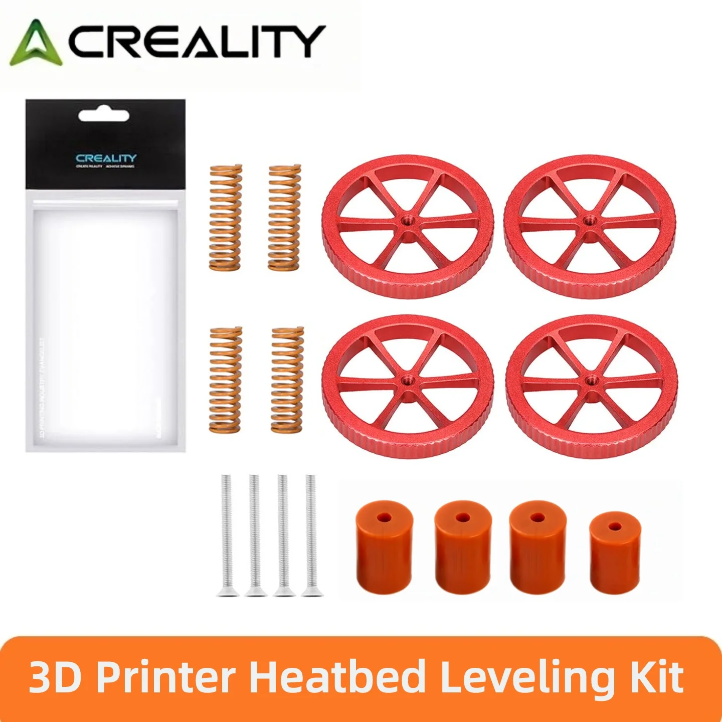 Creality 3D Printer Heatbed Leveling Kit Aluminum Hand Twist Leveling Nut + Springs + Silicone Column for Ender 3/Ender 5/CR-10