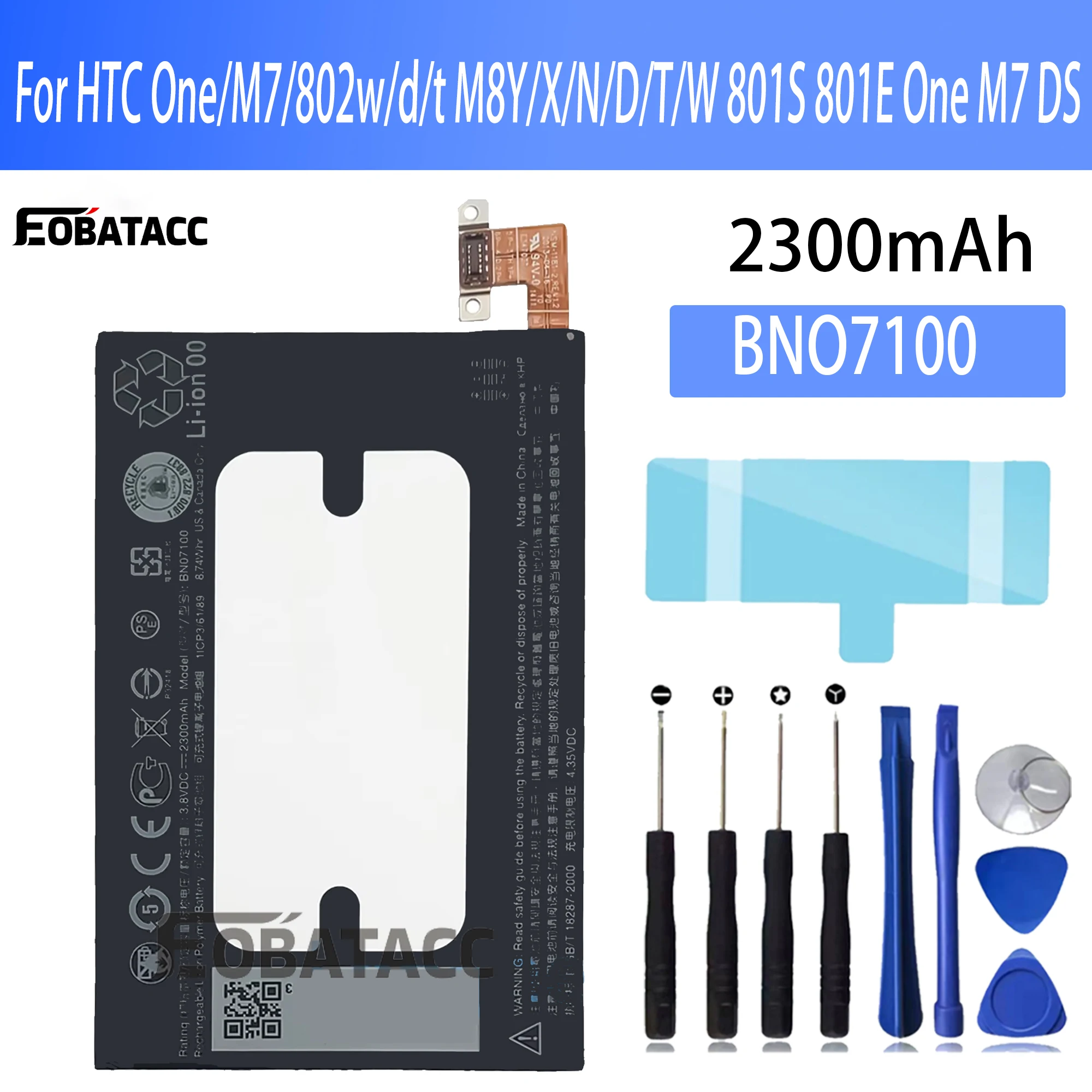 

EOTABACC 100% New Original Battery BNO7100 For HTC One/M7/802w/d/t M8Y/X/N/D/T/W 801S 801E One M7 DS Battery +Tools