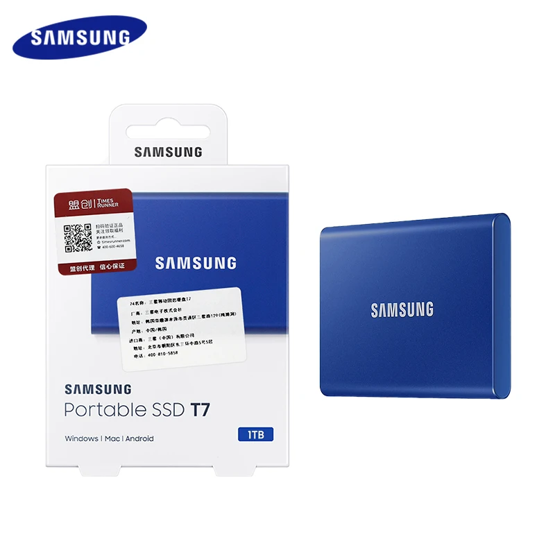 Original SAMSUNG SSD USB 3.2 Type-C T7 1TB 2TB Portable Solid Stade Drive Nvme Hard Disk Flash 1050MB/s Software Encryption PSSD