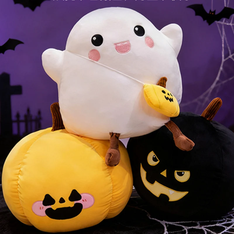 Cartoon Halloween Pumpkin Ghost Plush Pillow Stuffed Pumpkin Cushion Sofa Party Decor Plush Toy Halloween Holiday Gift