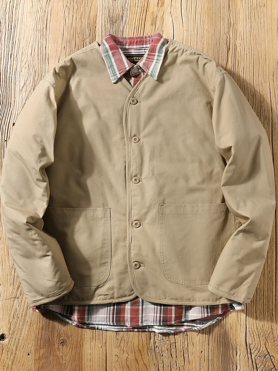 

Свободное японское хлопковое пальто с V-образным вырезом, теплая верхняя одежда для работы, молодежный повседневный стиль, осенне-зимнее пальто