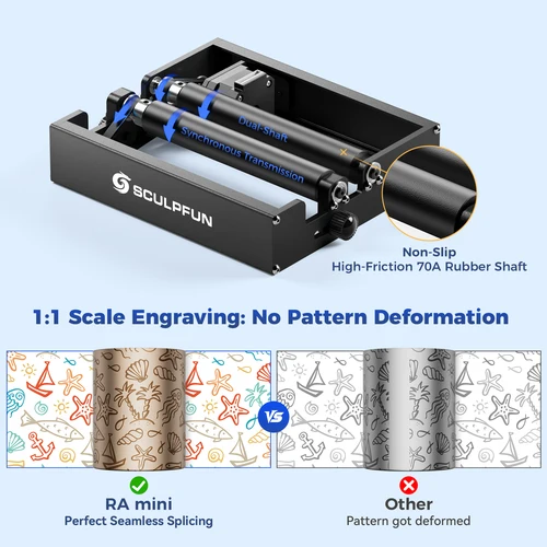 SCULPFUN RA mini rodillo de objetos cilíndricos de grabado giratorio 360 °   Giratorio para máquina de grabado láser C1 iCube iCube Ultra