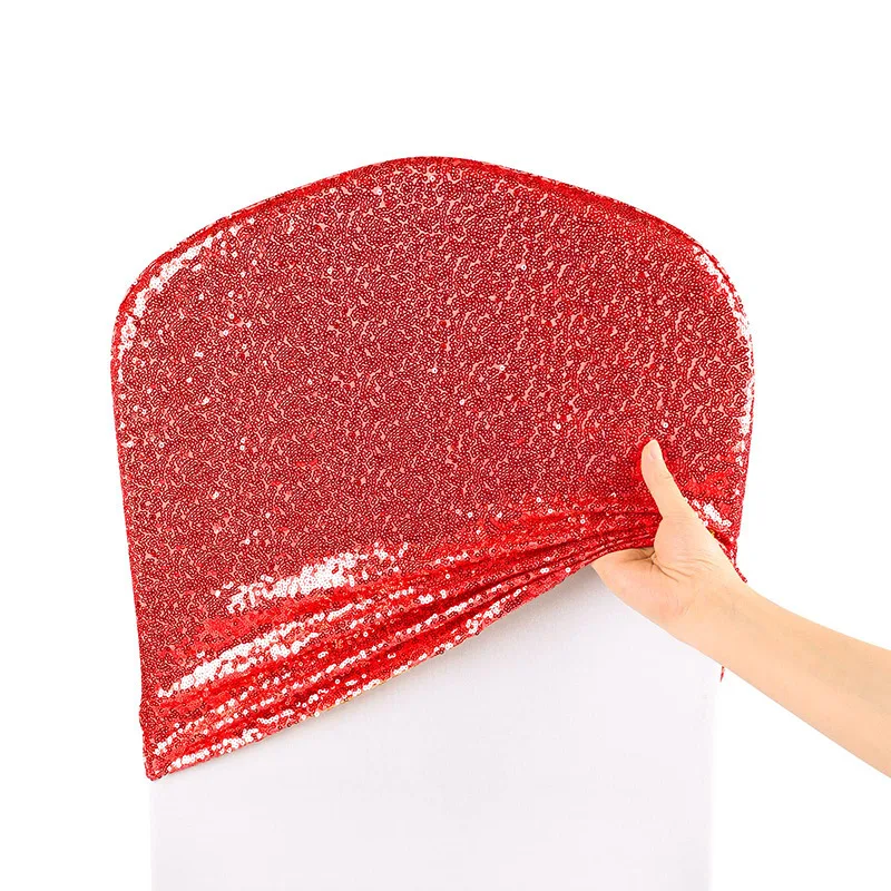 2/10pcs Shiny Sequin Chair Back Cover Glitter Gold Stretch Sashes Slipcovers for Banquet Wedding Party Decoration