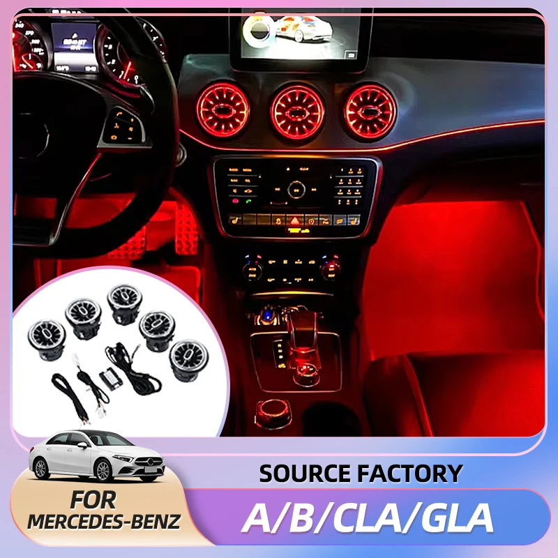 

Hot Interior Stickers 12Colors LED For Mercedes-Benz AMG A/B/CLA/GLA Class W176 W117 W156 W246 Ambient Light Bluetooth APP Contr