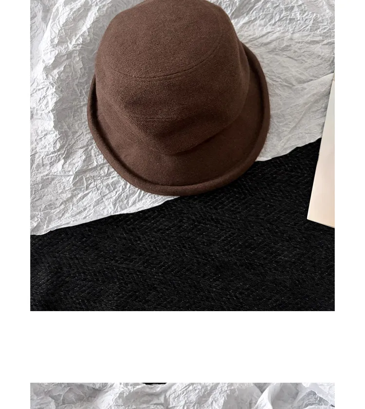 Britischer Retro-Woll-Bucket-Hat für Damen – Vielseitiger Hut für Frühling, Herbst, Reisen und Freizeit, der das Gesicht schmaler wirken lässt, mit literarisch inspirierter Krempe – Detail 16