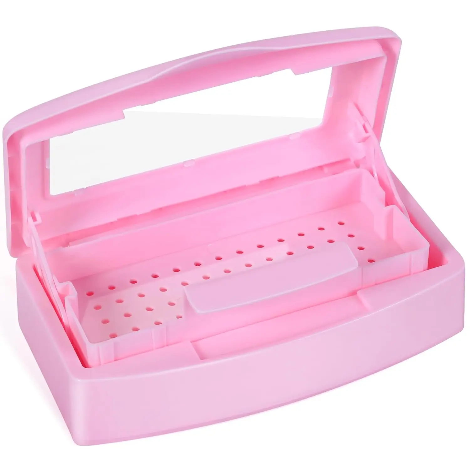 Clear Plastic Sterilizing Tray with Lid, Nail Tool Disinfection Box for Salon, Spa & Home Use