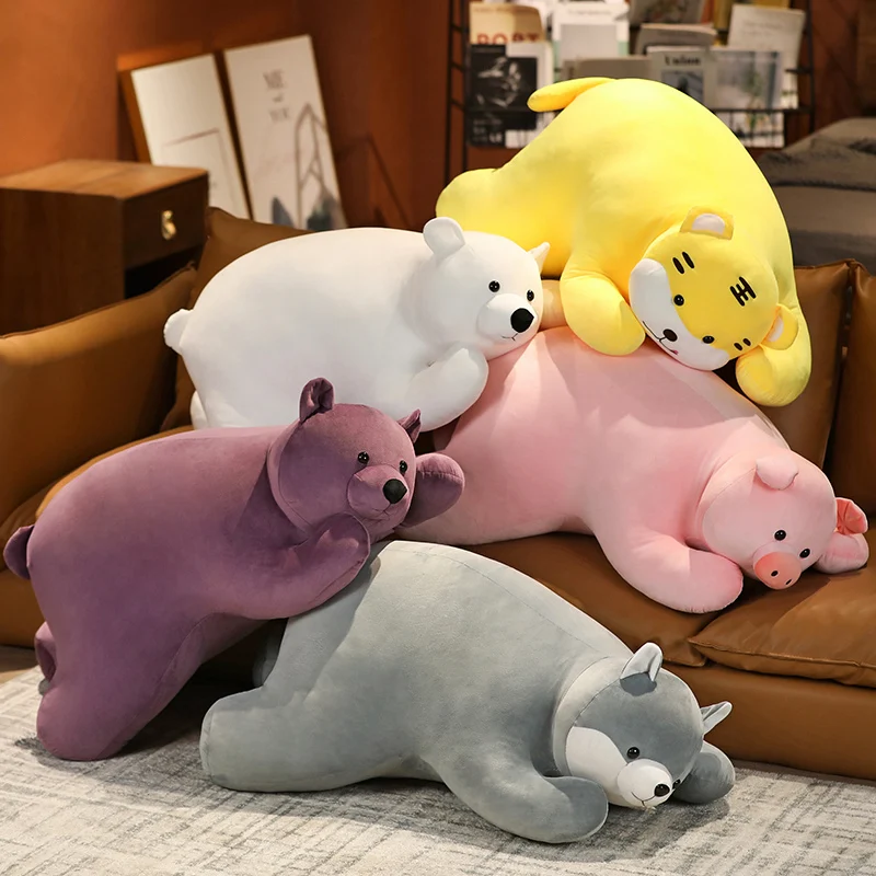 

New 90cm Giant Polar Bear Plush Toy Soft Cartoon Animal Kawaii Husky Pig Stuffed Doll Long Pillow Cushion Kids Christmas Gift