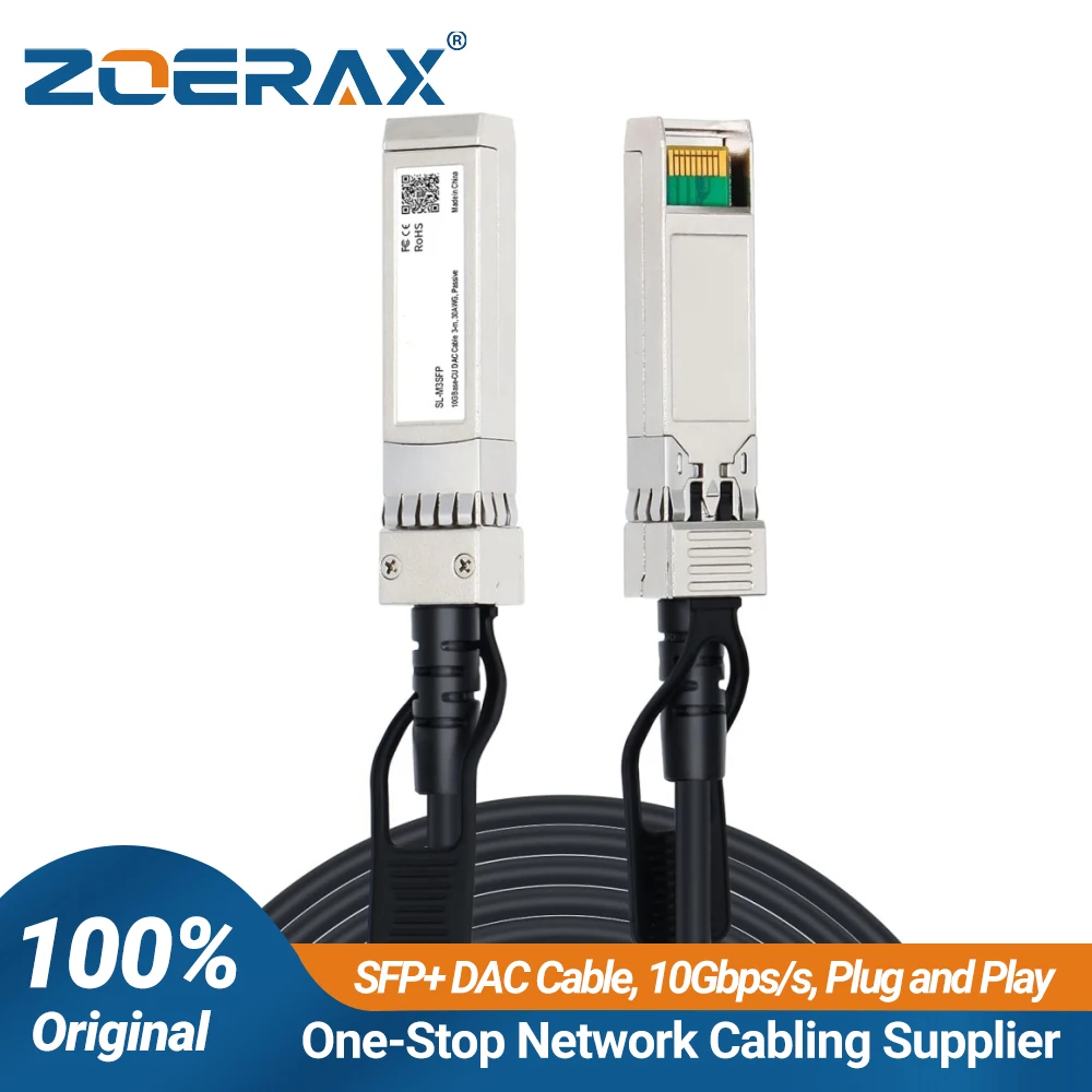 ZoeRax 10G SFP+ DAC Cable Passive Direct Attach Copper 0.5-7m Compatible with Cisco/MikroTik/HP/Intel Etc Switch